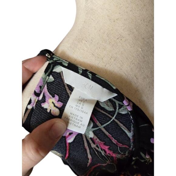 H&M Black Floral Wide-Sleeved‎ Dress Size small colorful bright - Picture 7 of 7
